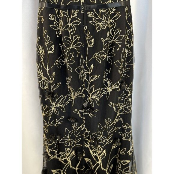 NEW Marchesa Notte Black Off-The-Shoulder Embroidered Gown $995 - Picture 9 of 14